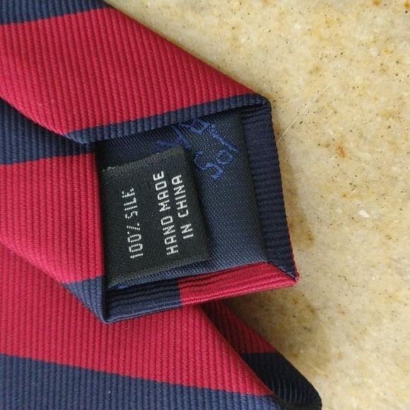 Jo's A Bank men's silk repp tie red navy stripe patriotic luxury designer USA - Picture 5 of 5